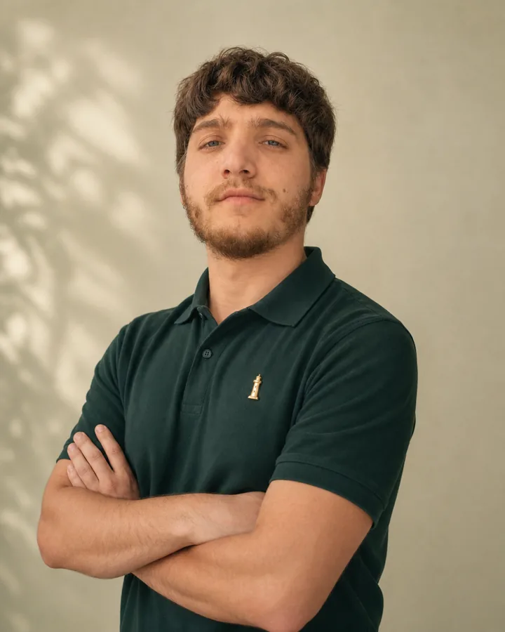 Profesor de Pathway con polo verde y emblema del faro